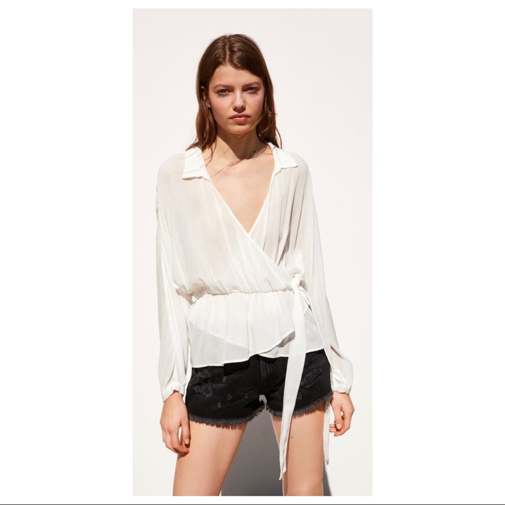 🤍 euc | Zara | flowy wrap blouse